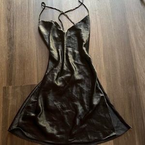 Victoria Secret satin open back black mini dress